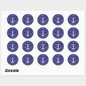 Sticker Rond Mignonne Ancre Amour Est Douce Marine Blue Mariage (Feuille)