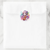 Sticker Rond Mignonne Anime Fille Jouant Cello (Sac)