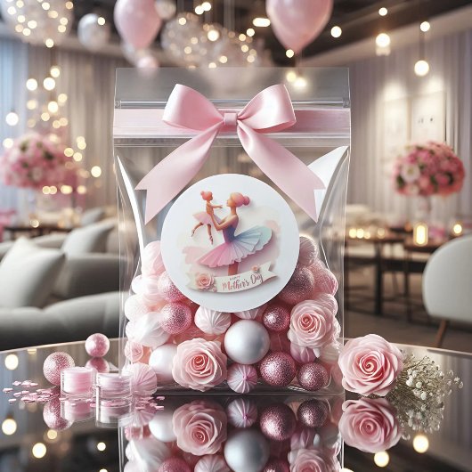 Sticker rond Mignonne Aquarelle Ballerina Maman