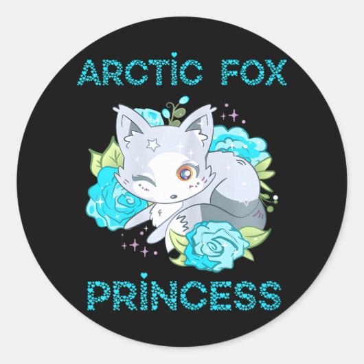 Sticker Rond Mignonne Arctic Fox Princess Winey Eye Fox (Devant)
