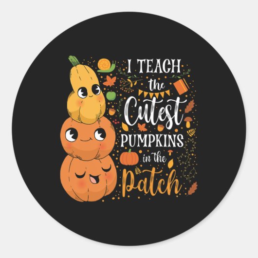 Sticker Rond Mignonne Automne Enseigner Citrouille Cutest Dans  (Devant)