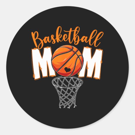 Sticker Rond Mignonne Basketball Maman Maman Fête des Mères De  (Devant)