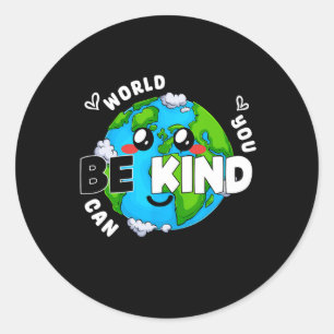 Sticker Rond Mignonne Be Kind Earth Anti-Violence Unité Day Wea