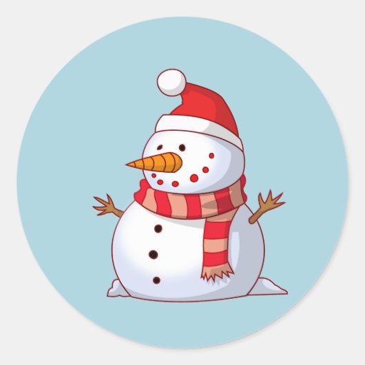 Sticker Rond Mignonne bonhomme de neige de Noël (Devant)