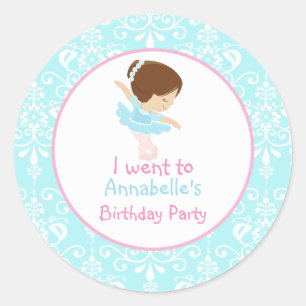Sticker Rond Mignonne Brunette Ballerina 'Je suis allée à'