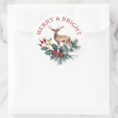 Sticker Rond Mignonne cerf et couronne de Noël (Sac)