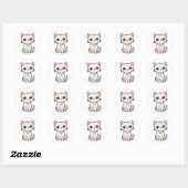 Sticker Rond Mignonne chat dit ohayo ! ! (Feuille)