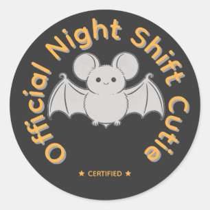 Sticker Rond Mignonne Chauve-Souris de Nuit officielle Hallowee