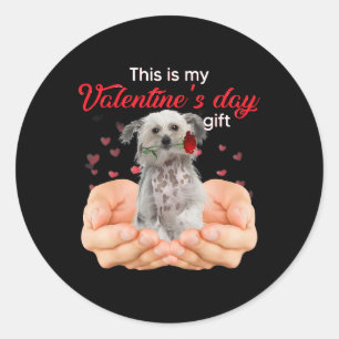Sticker Rond Mignonne Chien de Crête Chinois C'Est Ma Saint Val