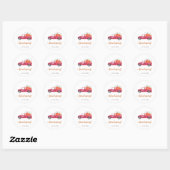 Sticker Rond Mignonne Citrouilles de Camion Rouge de Thanksgivi (Feuille)
