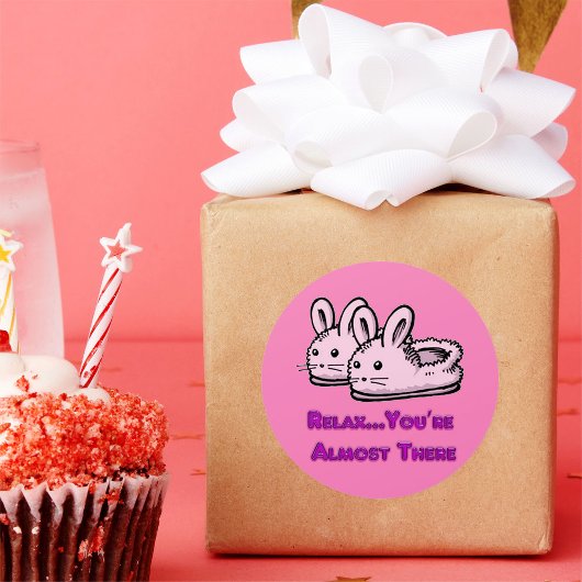 Sticker Rond Mignonne, Comfy Motivation Pink Bunny Lapin Chauss