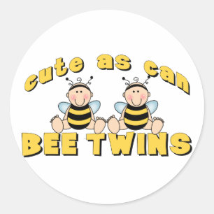 Sticker Rond Mignonne comme peut BEE jumeaux