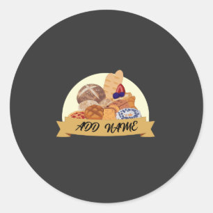 Sticker Rond Mignonne dessert Boulangerie à pain Nom personnali