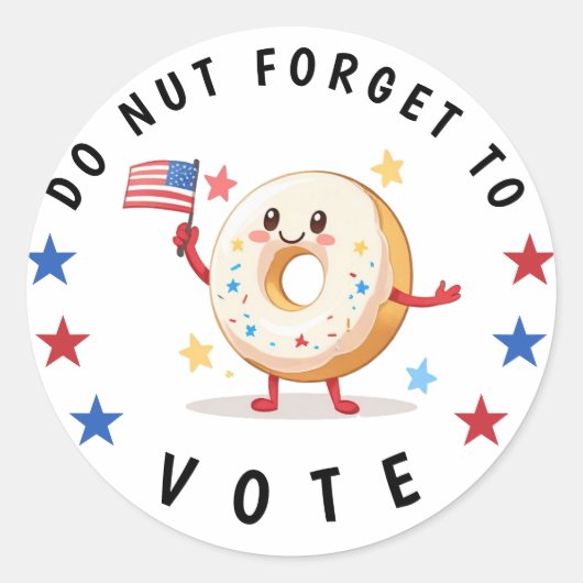 Sticker Rond Mignonne Donut n'oublie pas de voter - Elections a (Devant)