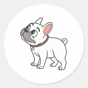 Sticker Rond Mignonne Drôle Chien-taureau Français