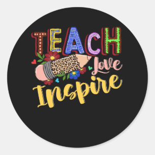 Sticker Rond Mignonne Enseigner L'Amour Inspirer L'Enseignant R
