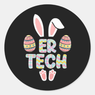 Sticker Rond Mignonne Er Tech Bunny Ears Joyeux OEufs de Pâques