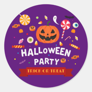 Sticker Rond Mignonne et Éffrayante ! Halloween Trick ou Treat