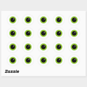 Sticker Rond Mignonne Eyeball Vert Funny