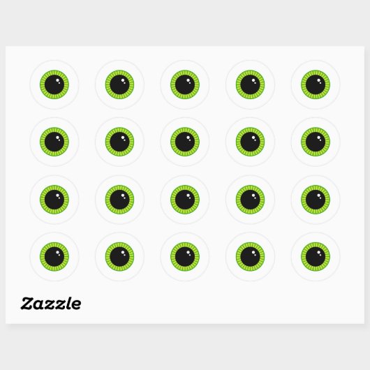 Sticker Rond Mignonne Eyeball Vert Funny (Feuille)