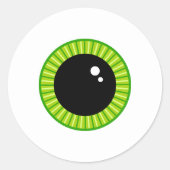 Sticker Rond Mignonne Eyeball Vert Funny (Devant)