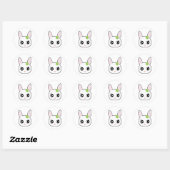 Sticker Rond Mignonne face de lapin (Feuille)