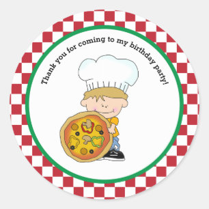 Sticker Rond Mignonne Faites Votre Propre Pizza Party Garçon Me