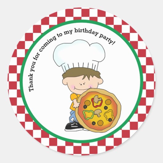 Sticker Rond Mignonne Faites Votre Propre Pizza Party Garçon Me (Devant)