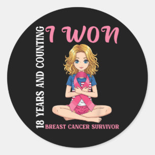 Sticker Rond Mignonne Fille 18 Ans Et Comptant J'Ai Gagné Cance