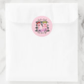 Sticker Rond mignonne fille amoureux des animaux (Sac)