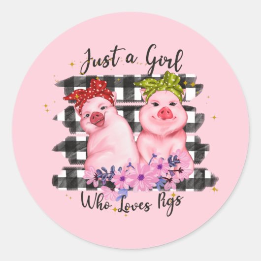 Sticker Rond mignonne fille amoureux des animaux (Devant)