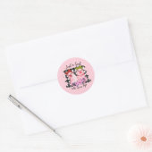 Sticker Rond mignonne fille amoureux des animaux (Enveloppe)