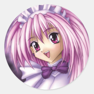 Sticker Rond Mignonne fille Anime
