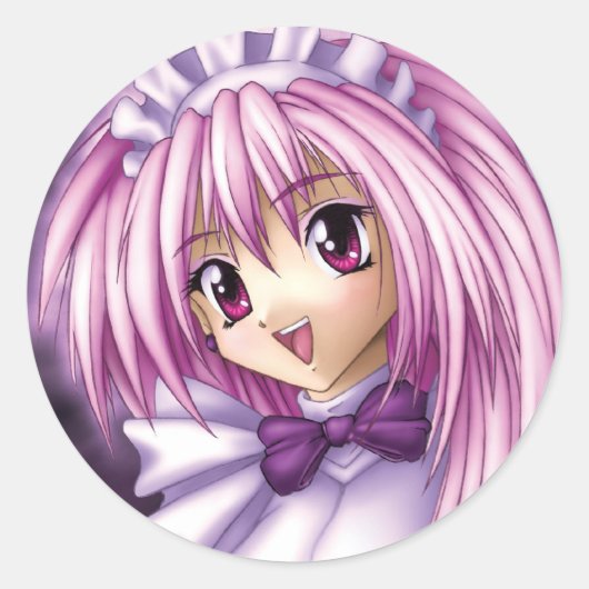 Sticker Rond Mignonne fille Anime (Devant)