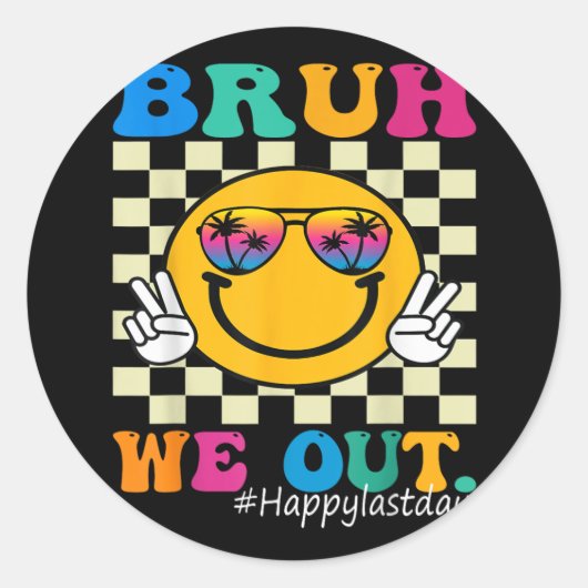 Sticker Rond Mignonne fin de l'année scolaire Professeur été Br (Devant)