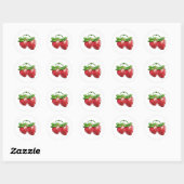 Sticker Rond mignonne fraise (Feuille)
