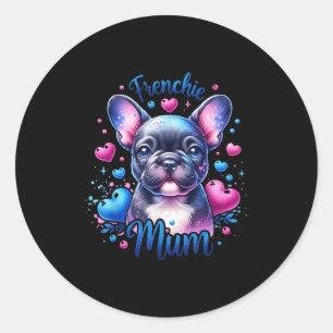 Sticker Rond Mignonne Français Coloré maman Français Chien Chie
