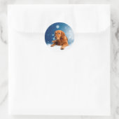 Sticker Rond Mignonne Golden Retriever Chien assis dans les éto (Sac)