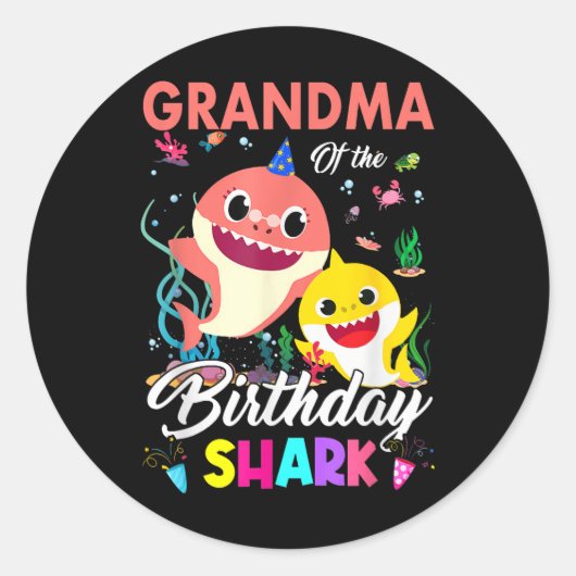 Sticker Rond Mignonne Grand-Mère De La Famille Anniversaire Req (Devant)