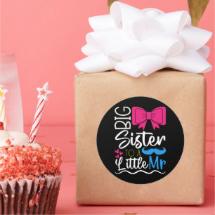 Sticker Rond Mignonne Grande Soeur à une Petite Soeur pour les 