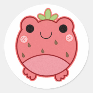 Sticker Rond mignonne grenouille à fraise