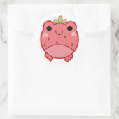Sticker Rond mignonne grenouille à fraise (Sac)