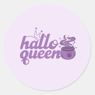 Sticker Rond Mignonne Halloween, Reine d'Halloween, Reine d'Hal