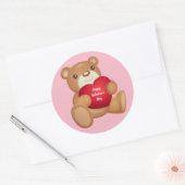Sticker Rond Mignonne Heureuse Sainte-Valentin Teddy Bear (Enveloppe)