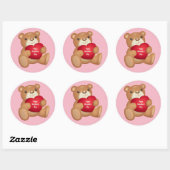 Sticker Rond Mignonne Heureuse Sainte-Valentin Teddy Bear (Feuille)