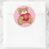 Sticker Rond Mignonne Heureuse Sainte-Valentin Teddy Bear (Sac)