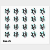 Sticker Rond Mignonne ! Hipster Boston Terrier (Feuille)