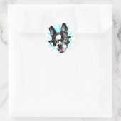 Sticker Rond Mignonne ! Hipster Boston Terrier (Sac)