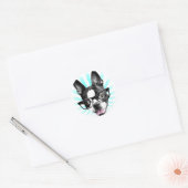 Sticker Rond Mignonne ! Hipster Boston Terrier (Enveloppe)