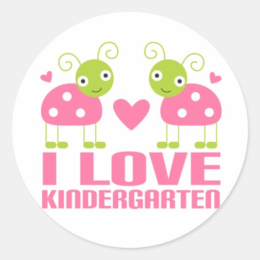 Sticker Rond Mignonne I Love Kindergarten Ladybug Cadeau (Devant)